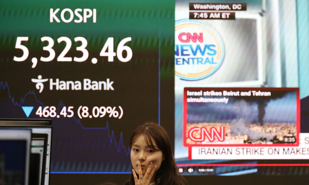 Chứng khoán Hàn Quốc 'ngắt cầu dao' khi giảm hơn 12%